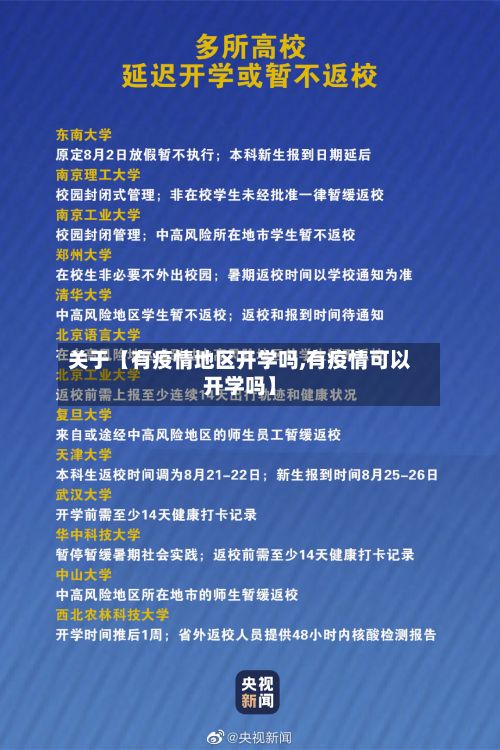 关于【有疫情地区开学吗,有疫情可以开学吗】