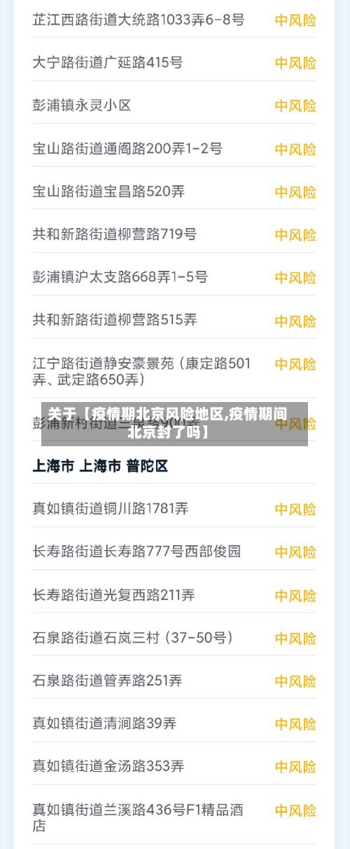 关于【疫情期北京风险地区,疫情期间北京封了吗】