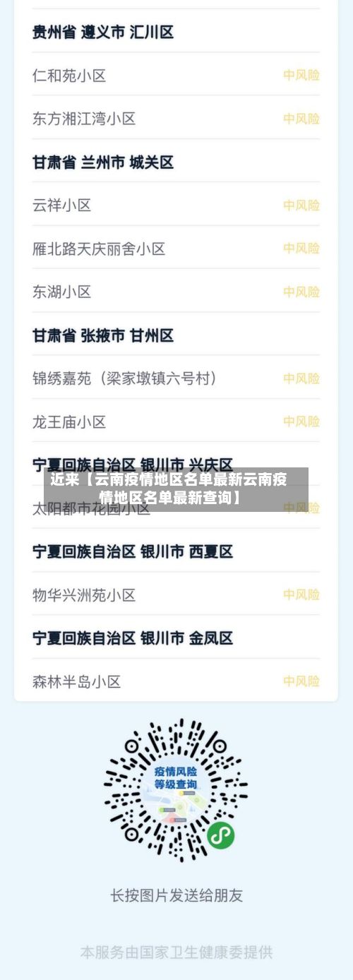 近来【云南疫情地区名单最新云南疫情地区名单最新查询】-第1张图片