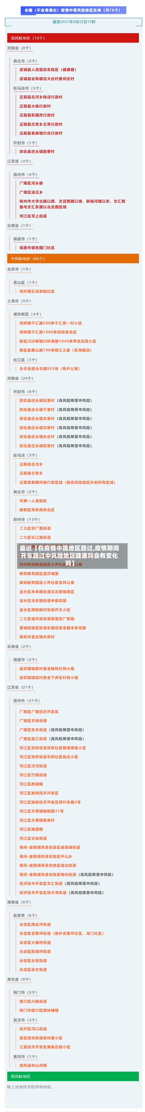 最近【在疫情中度地区路过,疫情期间开车路过中风险地区健康吗会有变化吗】