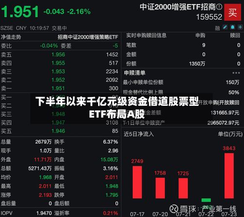 下半年以来千亿元级资金借道股票型ETF布局A股