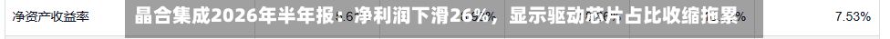 晶合集成2026年半年报：净利润下滑26%，显示驱动芯片占比收缩拖累盈利-第2张图片