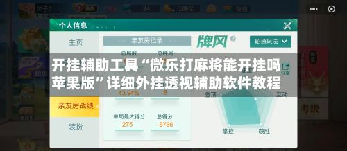 开挂辅助工具“微乐打麻将能开挂吗苹果版”详细外挂透视辅助软件教程-第3张图片