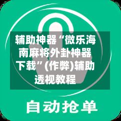 辅助神器“微乐海南麻将外卦神器下载	”(作弊)辅助透视教程-第2张图片