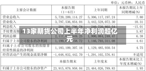 13家期货公司上半年净利润超亿元-第2张图片