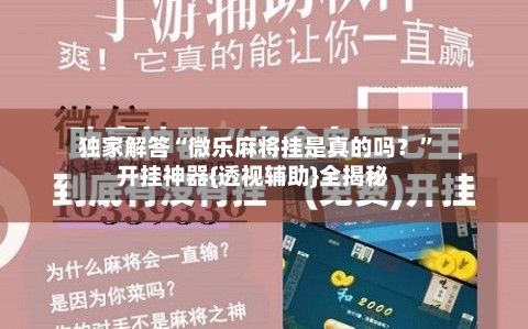 独家解答“微乐麻将挂是真的吗？”开挂神器{透视辅助}全揭秘-第3张图片