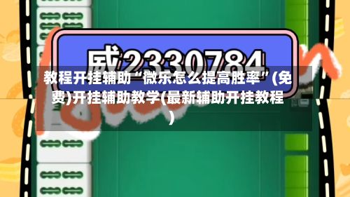 教程开挂辅助“微乐怎么提高胜率”(免费)开挂辅助教学(最新辅助开挂教程)-第2张图片