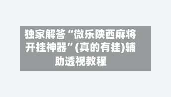 独家解答“微乐陕西麻将开挂神器”(真的有挂)辅助透视教程-第3张图片