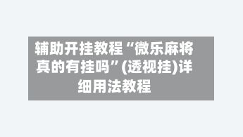 辅助开挂教程“微乐麻将真的有挂吗	”(透视挂)详细用法教程-第2张图片
